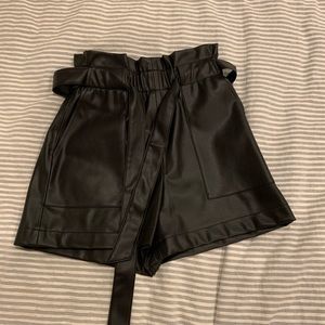 Zara Leather Paperbag Shorts